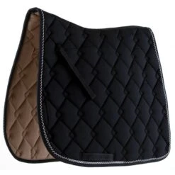 Roma Ecole Double Diamond Quilt Dressage Saddle Pad - Black/Silver