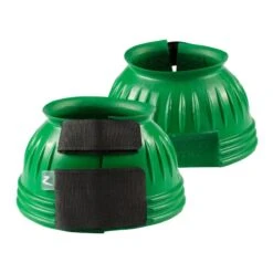 Horze Double Closure Ribbed Rubber Bell Boots - Green