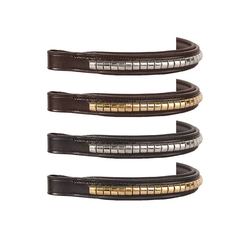 Nunn Finer Large Clincher Padded Browband - Black/Brass 3 Nunn Finer Large Clincher Padded Browband - Black/Brass