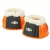 Saxon Fleece Trim Rubber Bell Boots - Orange/White -Horse Tack Supplies 410341 800 800