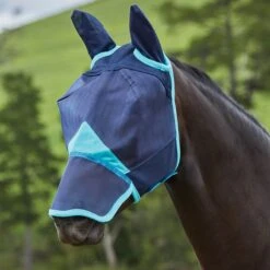 Weatherbeeta Comfitec Fine Mesh Mask W/Ears & Nose - Navy/Turquoise