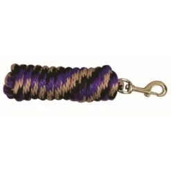 Western Rawhide 10' Poly Lead W/Solid BrassBolt Snap - Black/Purple/Tan