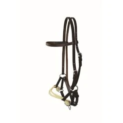 Western Rawhide Jim Taylor Leather Browband Double Rope Side Pull - Dark Brown