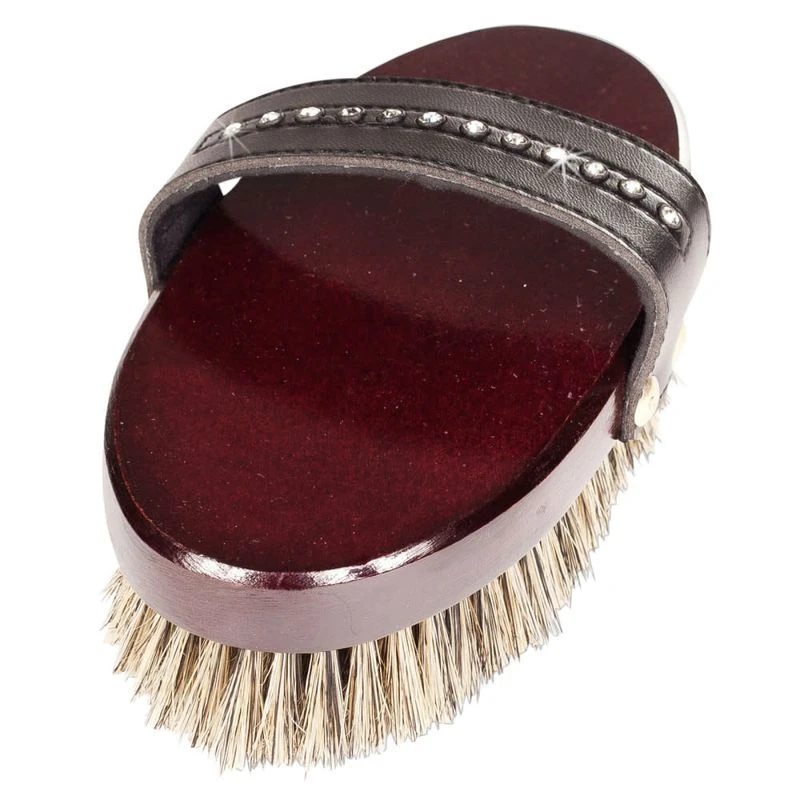 Horze Deluxe Classic Crystal Body Brush - Brown 3 Horze Deluxe Classic Crystal Body Brush - Brown