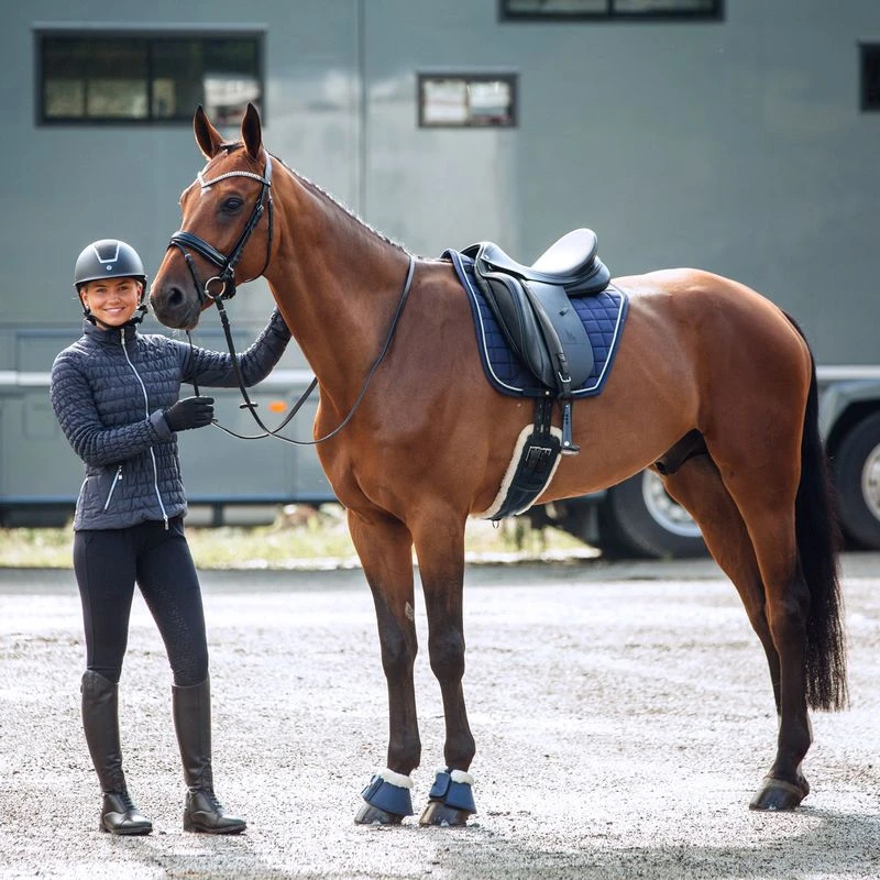 Horze Lincoln Faux Fur Bell Boots - Dress Dark Blue 4 Horze Lincoln Faux Fur Bell Boots - Dress Dark Blue - Image 2