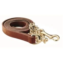 Perri's 1" Leather Lead W/Chain - Chestnut/Brass