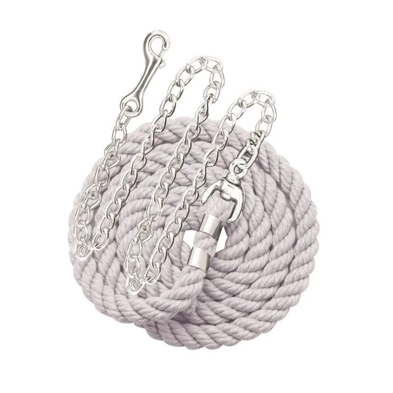 Perri's 1/2" Cotton Solid Color Lead W/Chain - White 3 Perri's 1/2" Cotton Solid Color Lead W/Chain - White