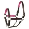 Perri's 1" Metallic Padded Leather Halter - Black/Pink Metallic