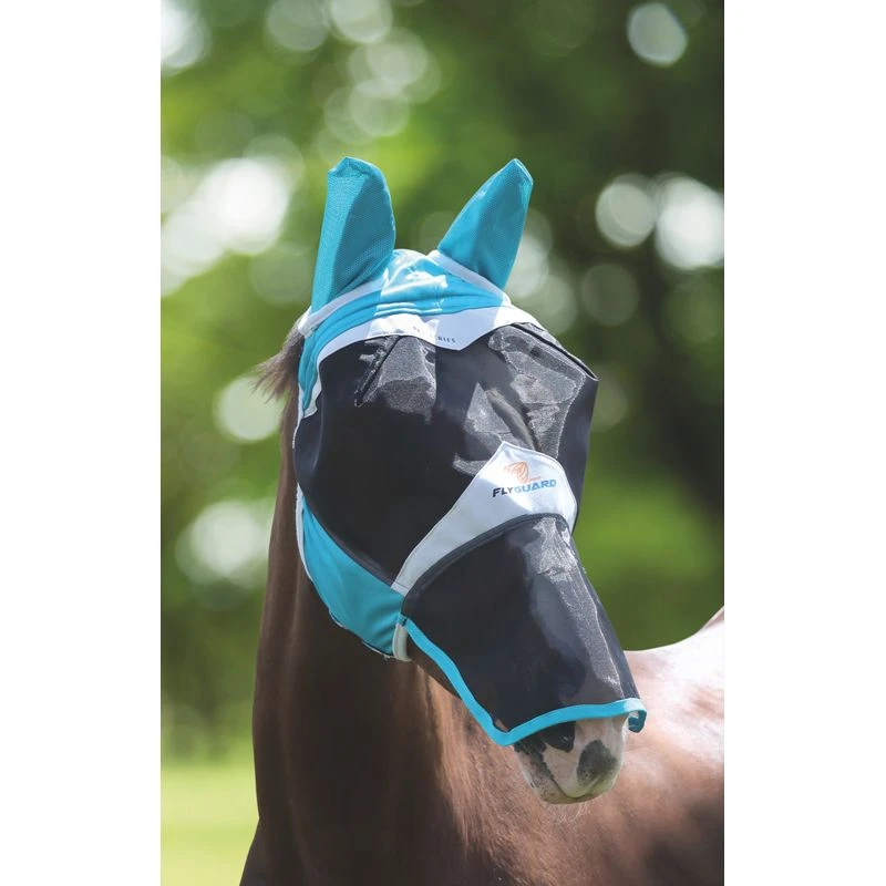 Shires Fine Mesh Fly Mask W/Ears & Nose - Teal 3 Shires Fine Mesh Fly Mask W/Ears & Nose - Teal