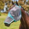 Weatherbeeta Comfitec Deluxe Fine Mesh Mask W/Nose - Grey/Turquoise -Horse Tack Supplies 535252 800 800