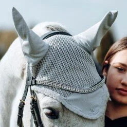Horze Cooling Ear Net - Pebble Grey -Horse Tack Supplies 542465 800 800