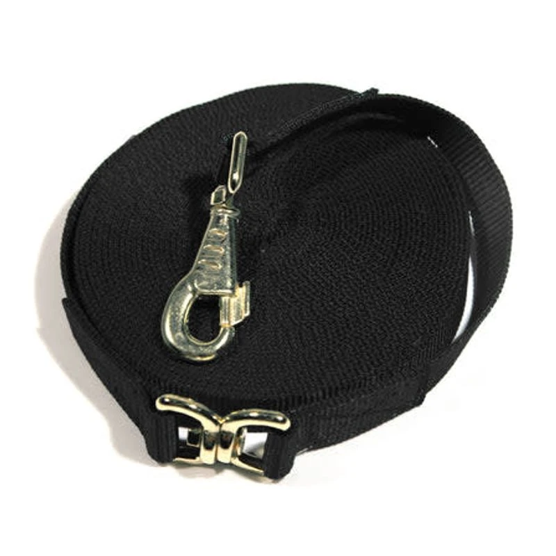 Kensington 30ft Flat Nylon Lunge Line - Black W/Goldtone 3 Kensington 30ft Flat Nylon Lunge Line - Black W/Goldtone