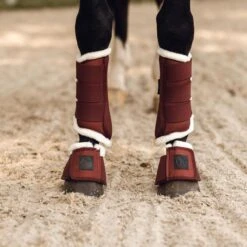 Horze Terrazzo Bell Boots With Fleece - Smoked Paprika -Horse Tack Supplies 695482 800 800